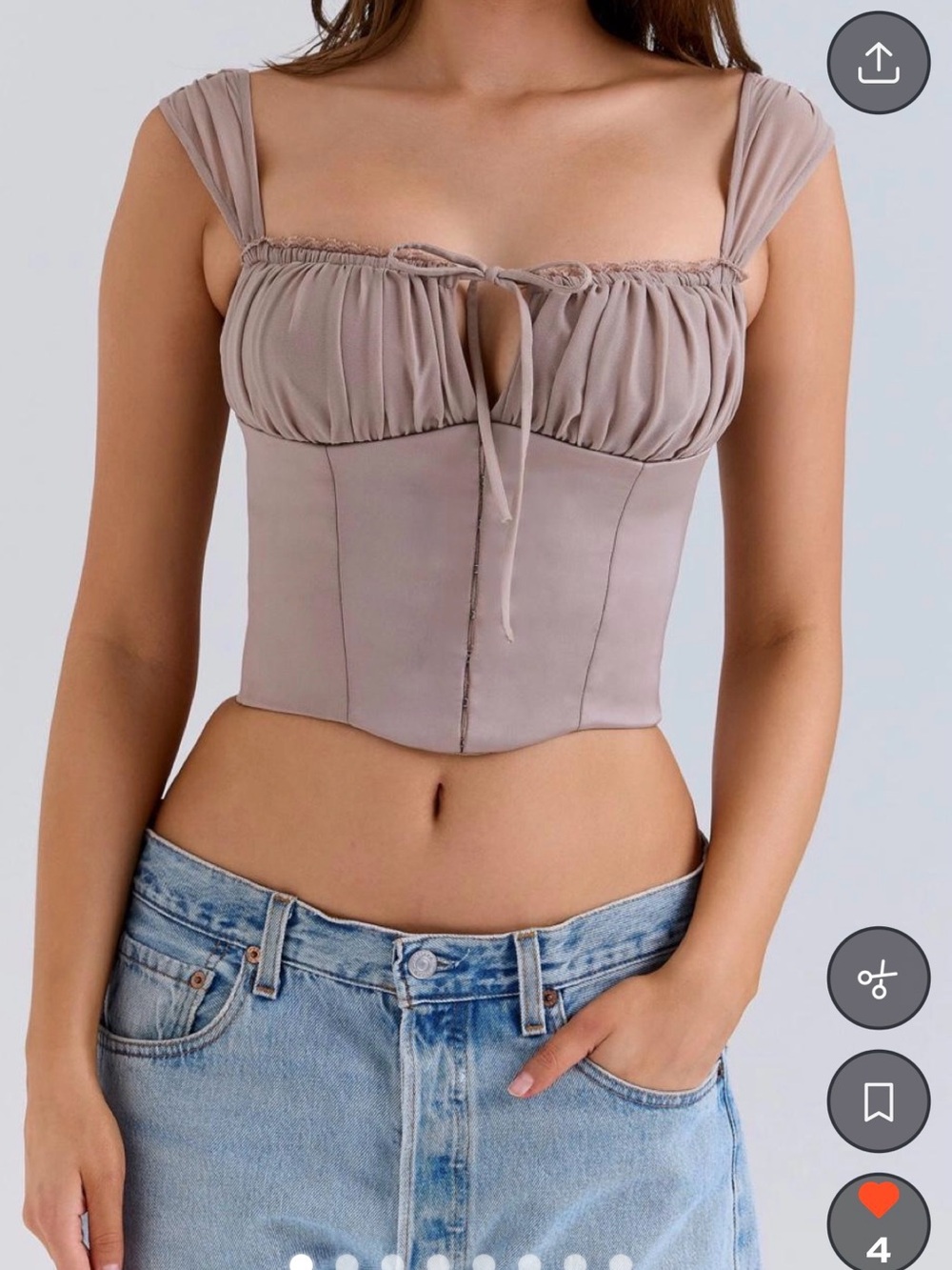 House of CB Taupe Ruched Bust Corset Crop Top
